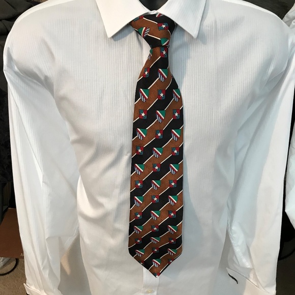 OSCAR DE LA RENTA SHEILDS & STRIPES NECK TIE - Picture 2 of 7